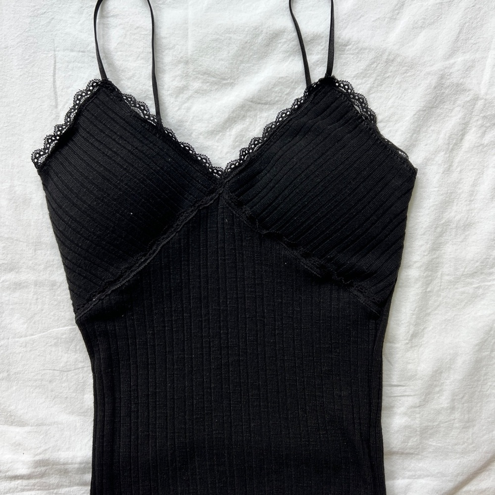 Black and Light Blue Ribbed Camisole Set - Picture 5 of 6